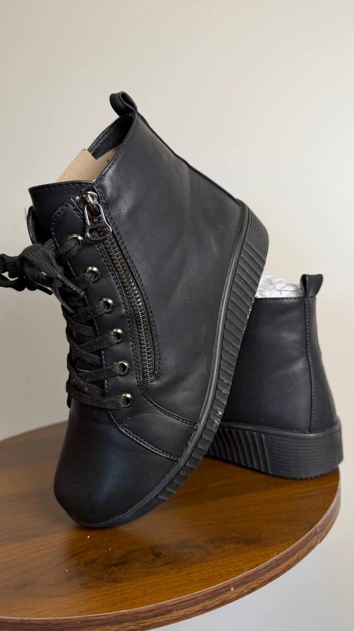 Easy Works Hollyann Boots 7.5W Black Faux Leather Slip‑Resistant NIB msrp$85.95