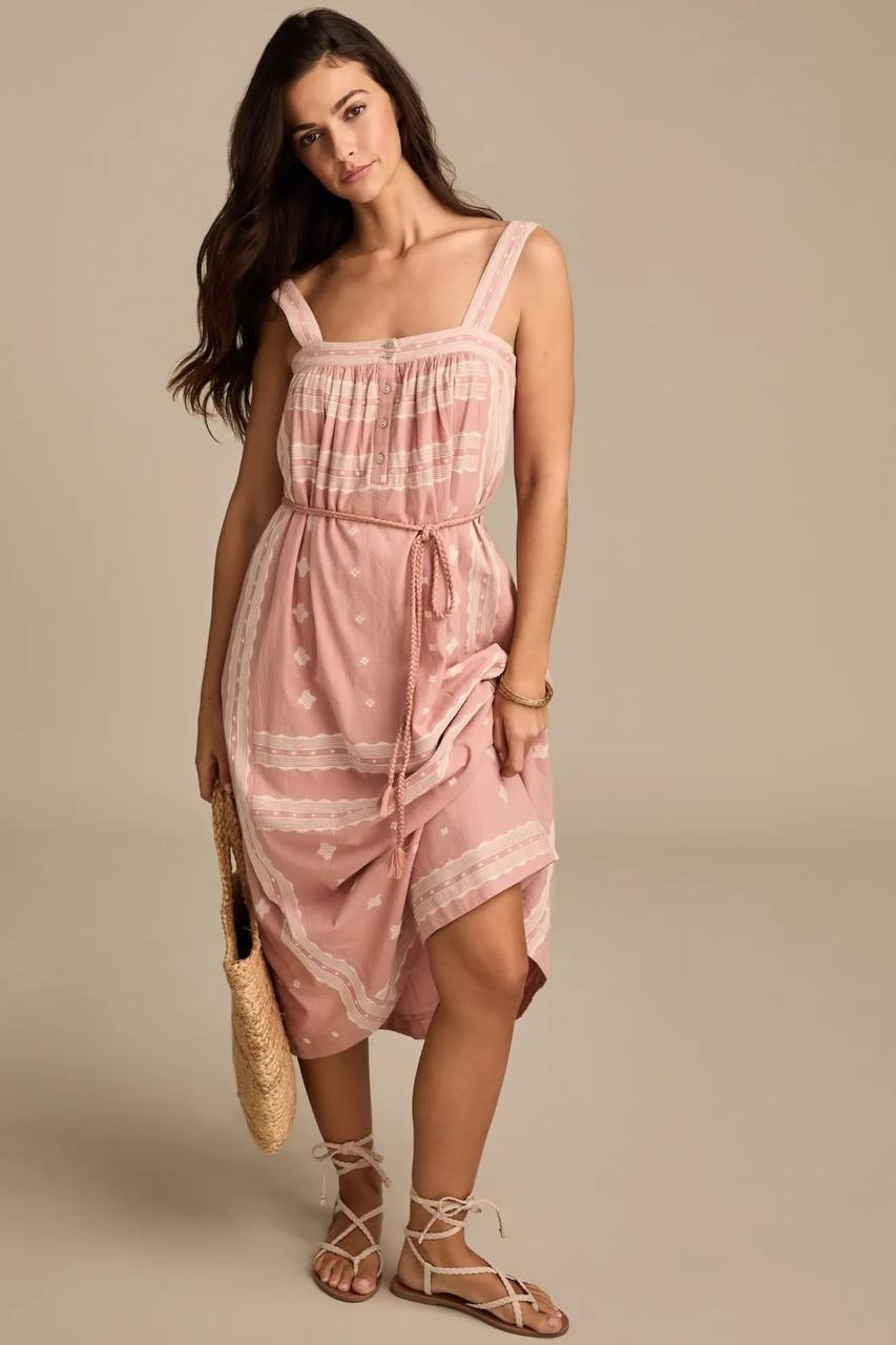 Lucky Brand Belted Henley Midi Dress – Peach – Size M/M – NWT – $129