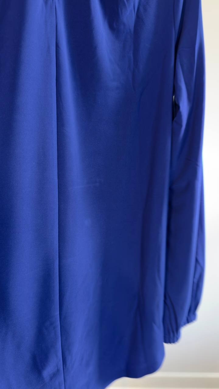 Kasper Twisted Mock Neck Long‑Sleeve Top Blue S NWT $69