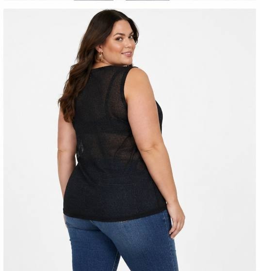 Nina Parker Ribbed Sweater Tank Top Black Beauty 3X NWT $39