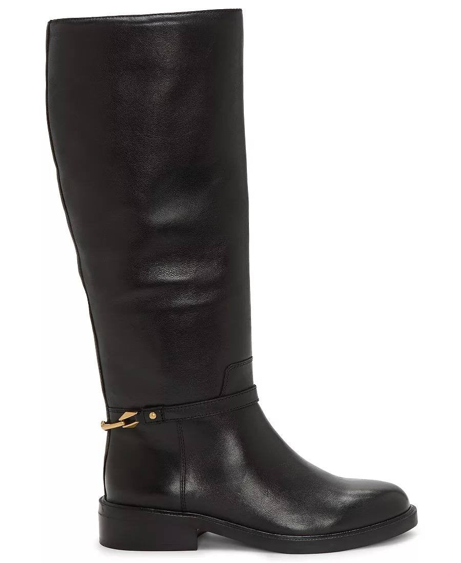 Vince Camuto Adria Boots 9M Black Leather Knee‑High Riding NIB msrp$259