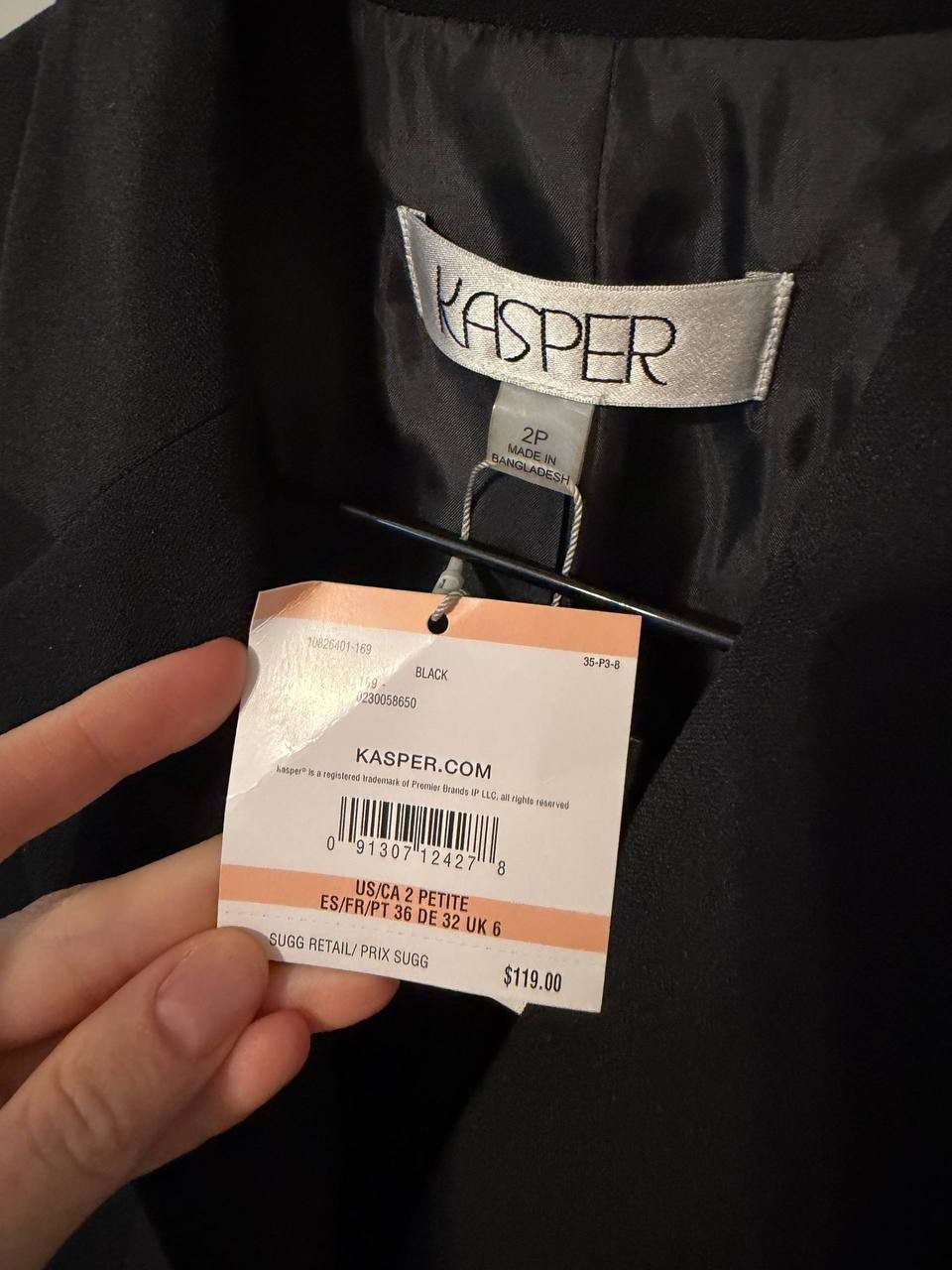 Kasper Two‑Button Blazer Black Size 2P NWT msrp$119