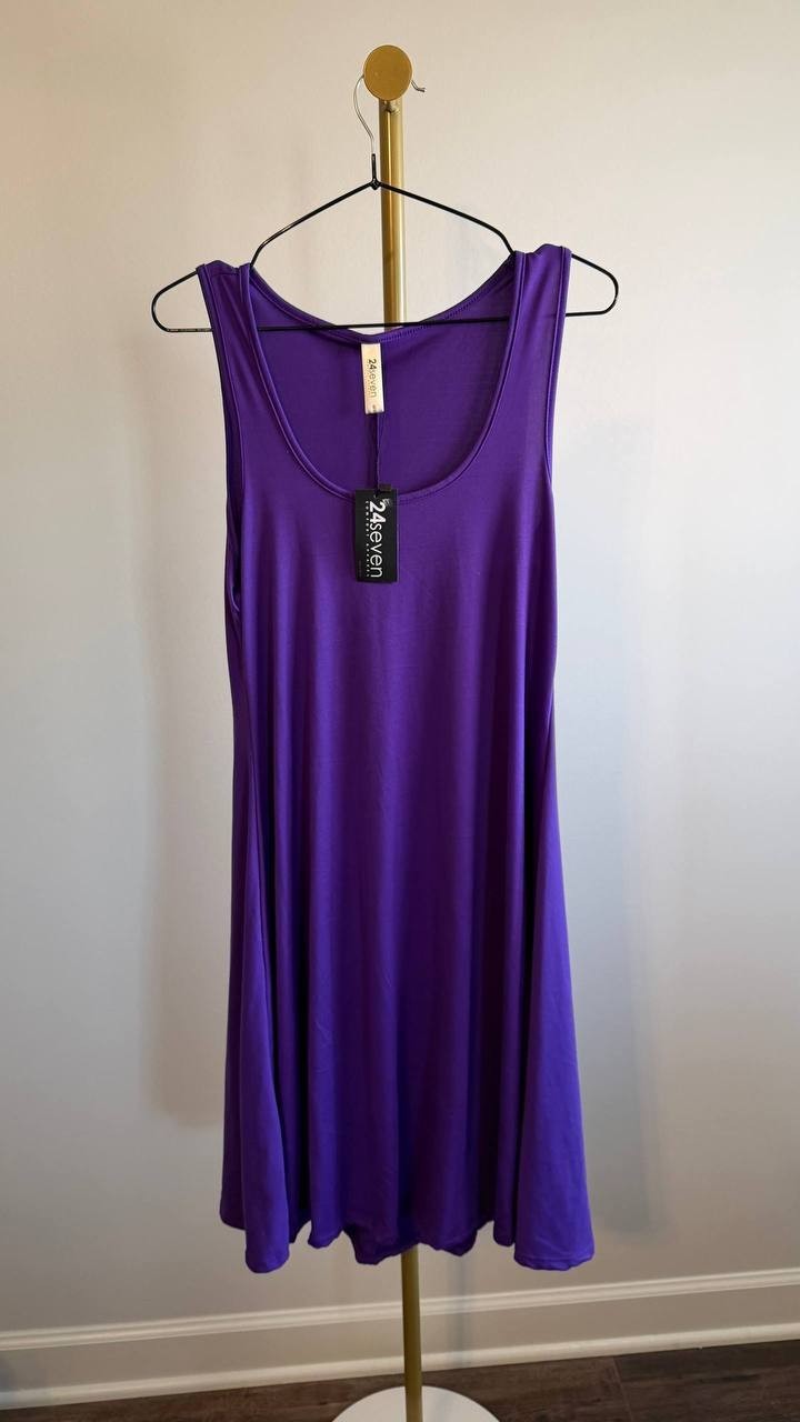24Seven Women’s Sleeveless Fit & Flare Skater Dress Purple M NWT