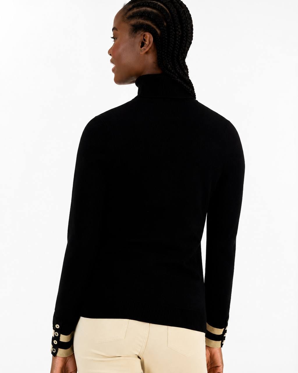 Tommy Hilfiger Cotton Snowflake Turtleneck Sweater L Black NWOT $79.50