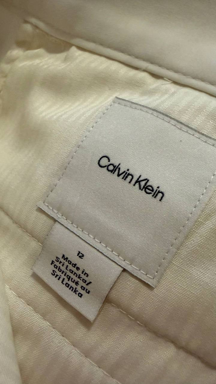 Calvin Klein Ivory Tailored Dress Pants Size 12 Good Condition Women's Trousers
