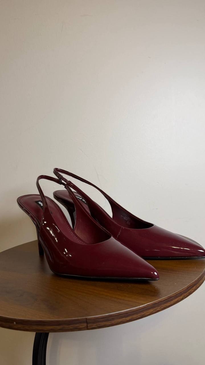 Nine West Dark Red Man‑Made Toe Slingback Pumps Size 9M NIB MSRP $119