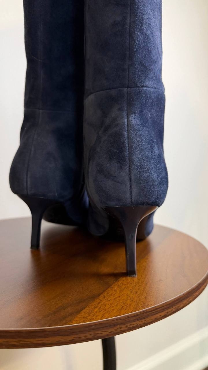 Nine West Kimdee Boots 7.5M Dark Blue Suede Tall Stiletto Dress NIB msrp$269