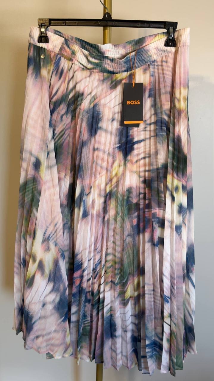 BOSS Vlissole Pleated Midi Skirt Open Misc 14 NWT $249