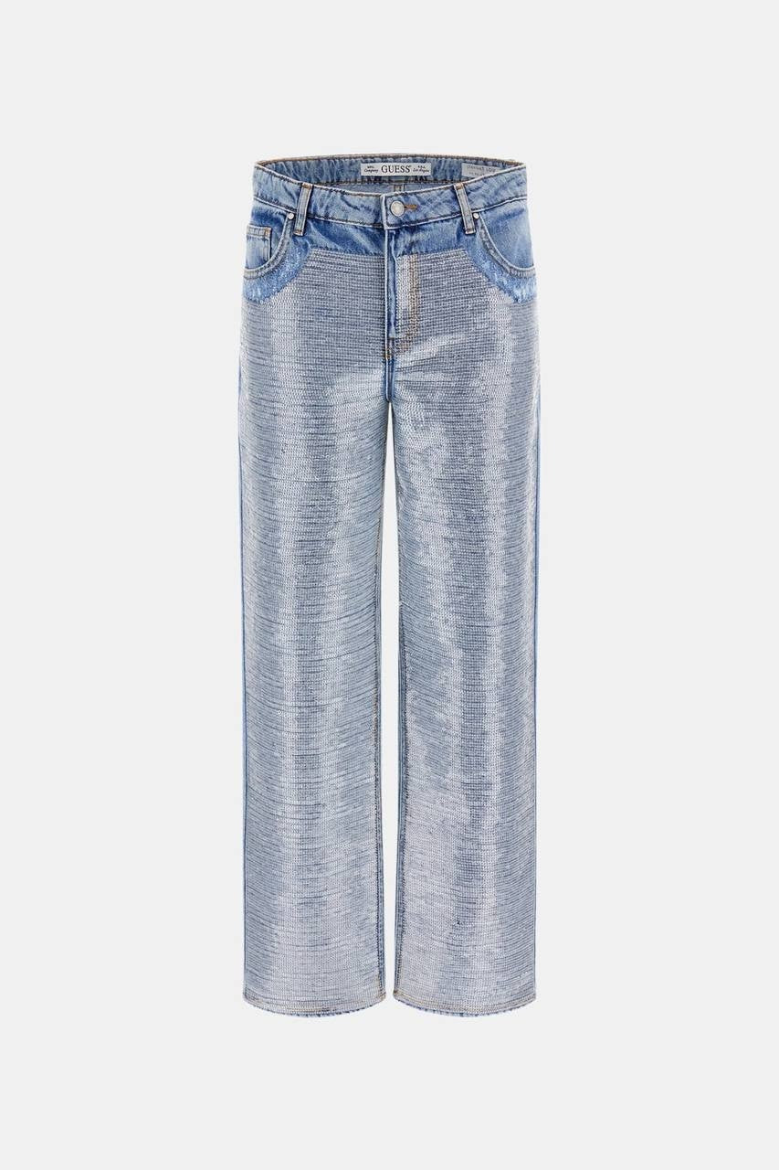 Guess Jill Sequin-Front Boyfriend Jeans Blue Glam 30x30 NWT $248