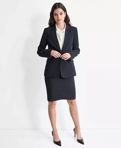 DKNY Women’s Single‑Button Long‑Sleeve Notch‑Lapel Blazer Black 6 NWOT $120