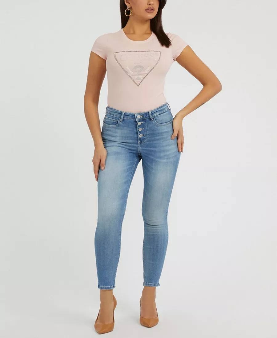 GUESS Embellished Logo T‑Shirt –Pink– Size L/G – NWT – $39