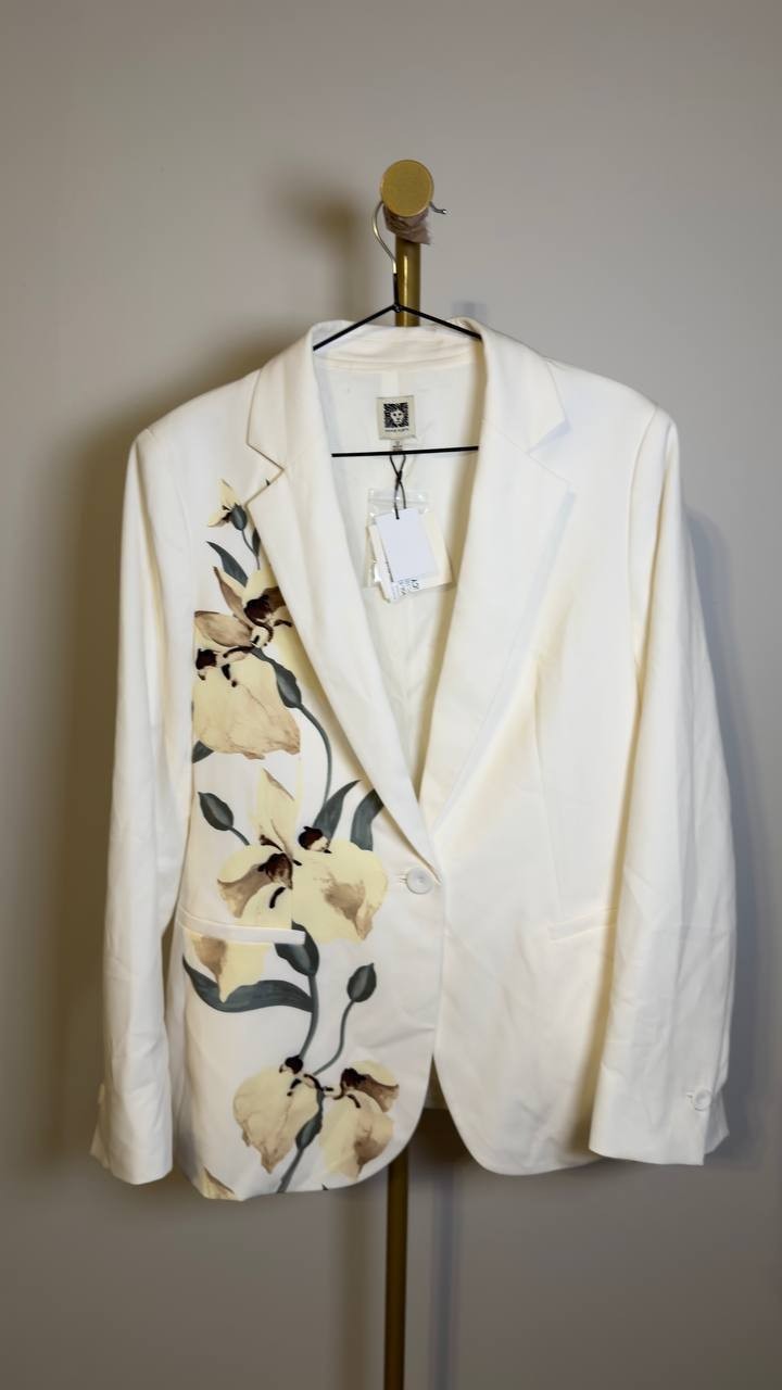 Anne  Klein  Women’s  Floral    Blazer  White  Dove  Multi   12  NWT  $189