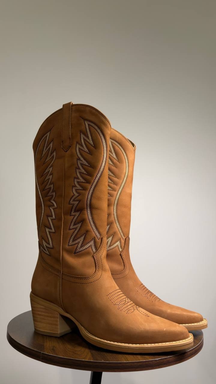 Steve  Madden  Albany  Stitch  Western  Boots  Cognac  Suede  9.5  New  $179