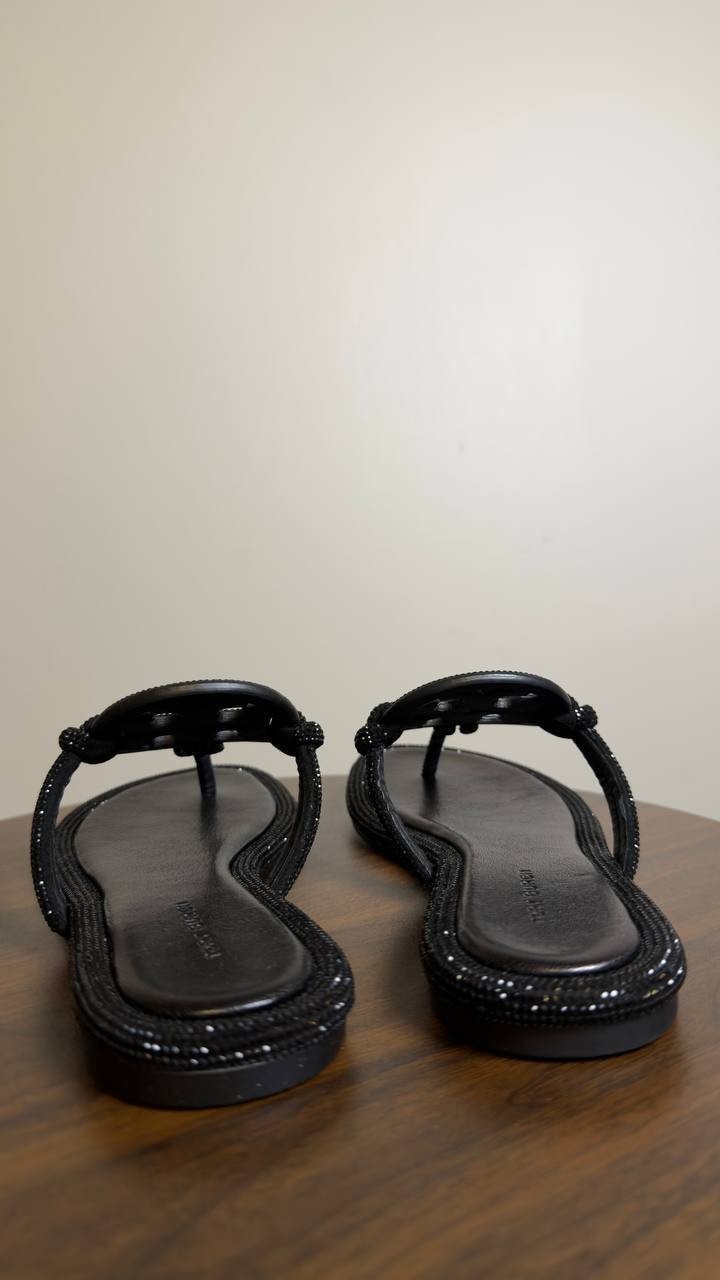Tory Burch Thong Sandals Perfect Black 6 New $300.00