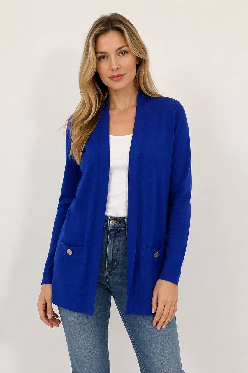 Kasper Open‑Front Blue Cardigan Size S NWT $99