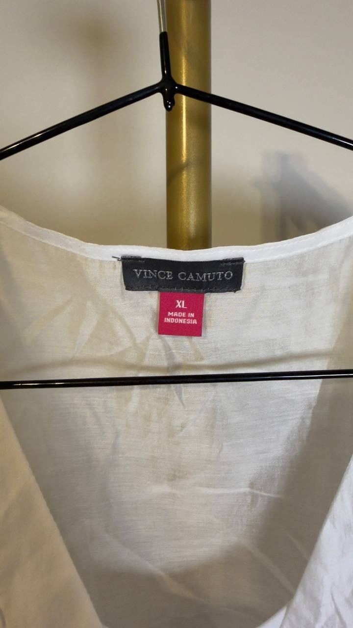 Vince Camuto V-neck Double Ruffle Peplum Flutter Sleeve Top White XL NWT $99
