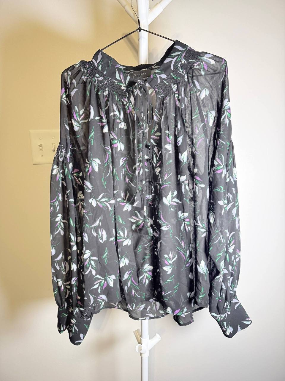 Garcia Black Floral Button Blouse – Size 1XL – NWT