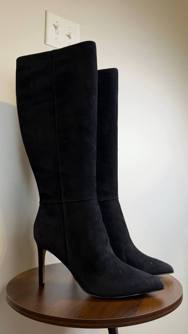 Nine West Richy Boots 8,5M Dark Red Suede Knee‑High Pointy Toe NIB msrp$249