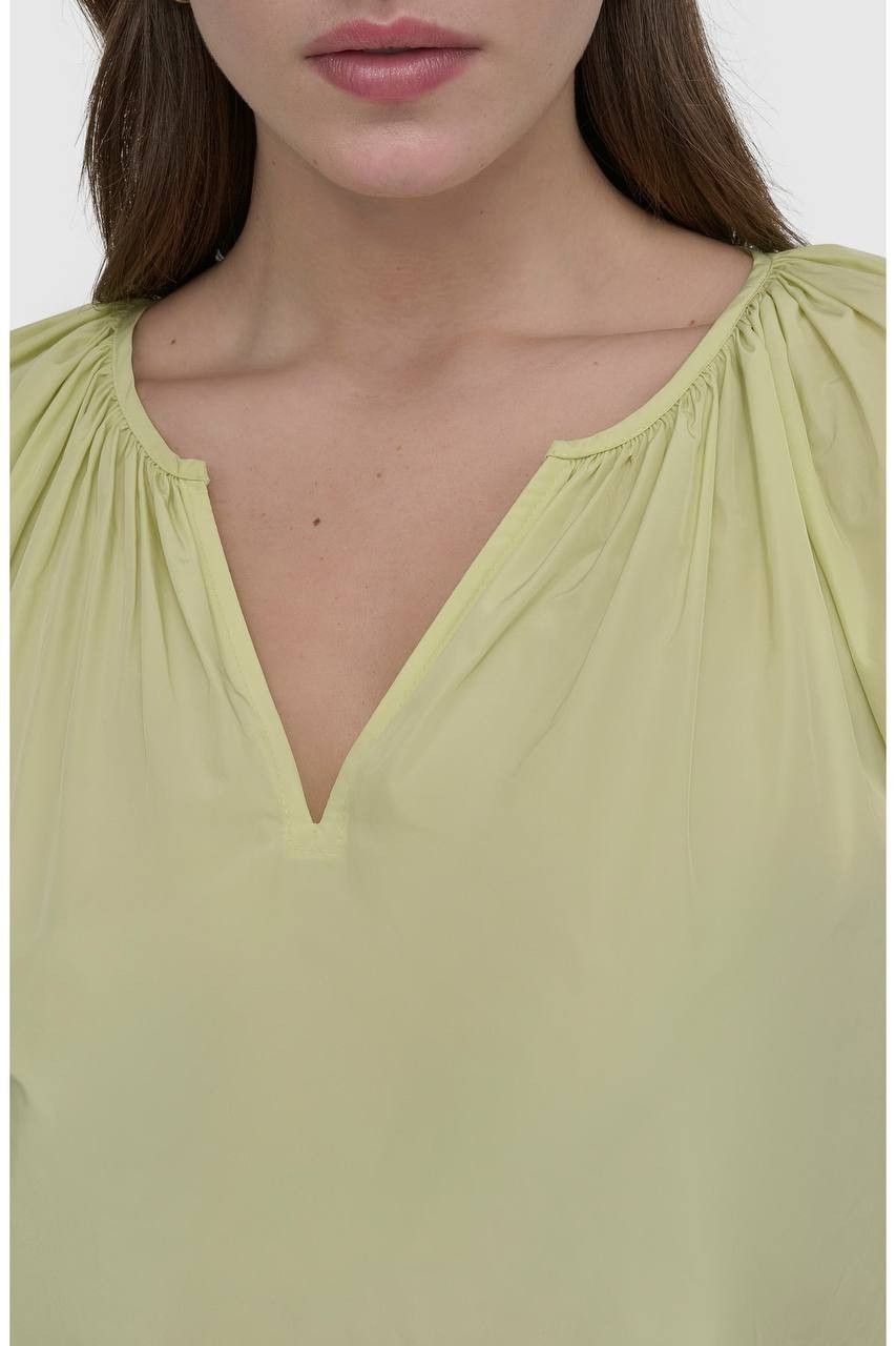 DKNY Drawcord Puff Sleeve Top Tea Green L NWT $79