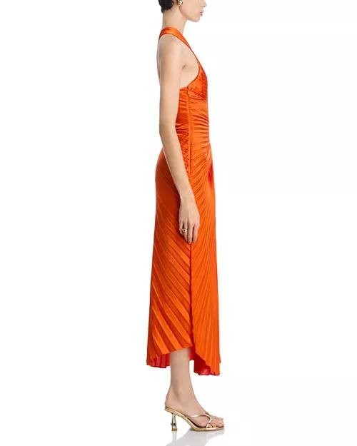 A.L.C. Lara Asymmetric Pleated One‑Shoulder Dress Persimmon 12 NWT $695