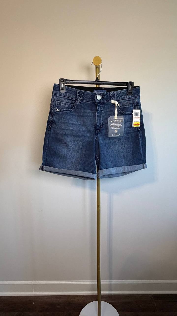 Democracy 5" Denim Roll Cuff Shorts Blue 12 NWT $68