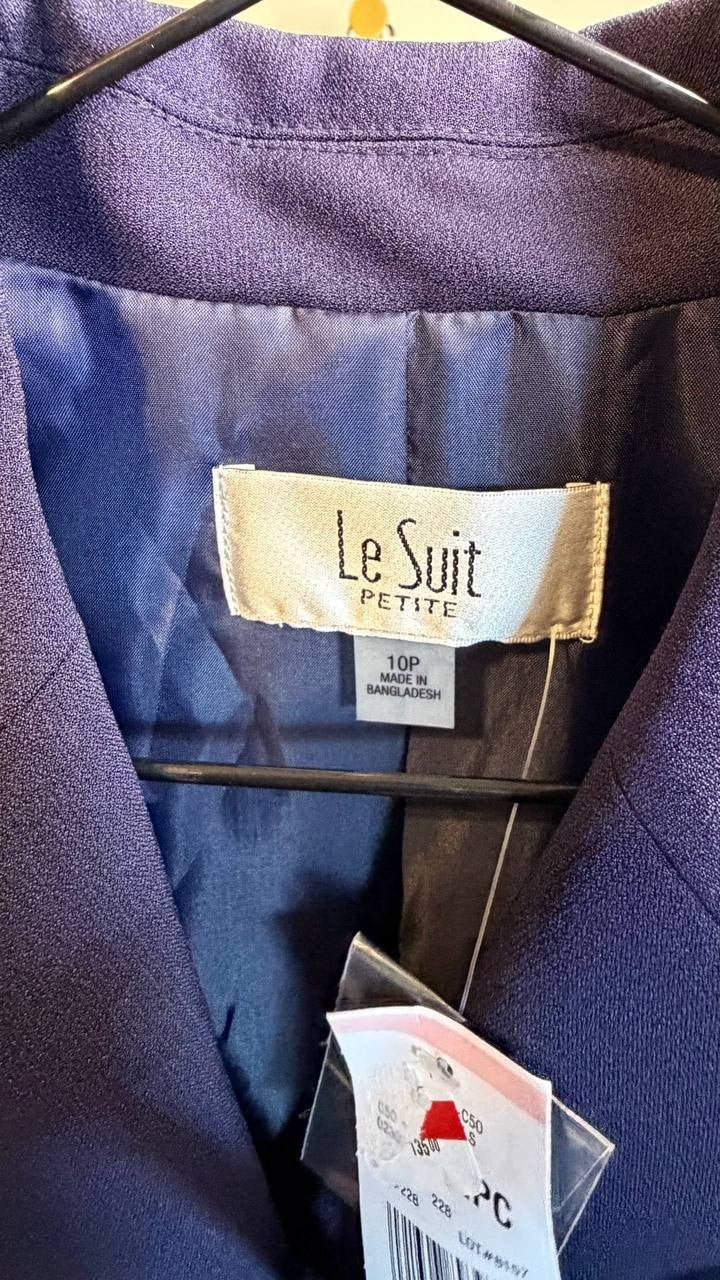 Le Suit 2‑Pc Knee Length Skirt Suit Navy 10P NWT $140