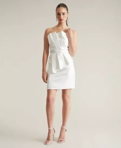 ivy+blu Women’s Pleated Bustier Peplum Dress Ivory Size14 NWT $109(need washing)