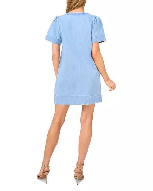 CeCe Button‑Front Denim Dress – Light Wash – Size L – 100% Cotton – NWT–MSRP$119