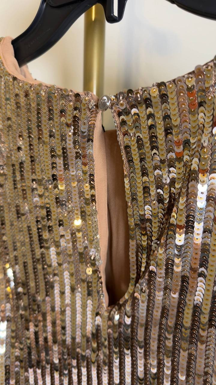 BOSS Illana Sequin Crop Top Gold Size 8 NWT $149