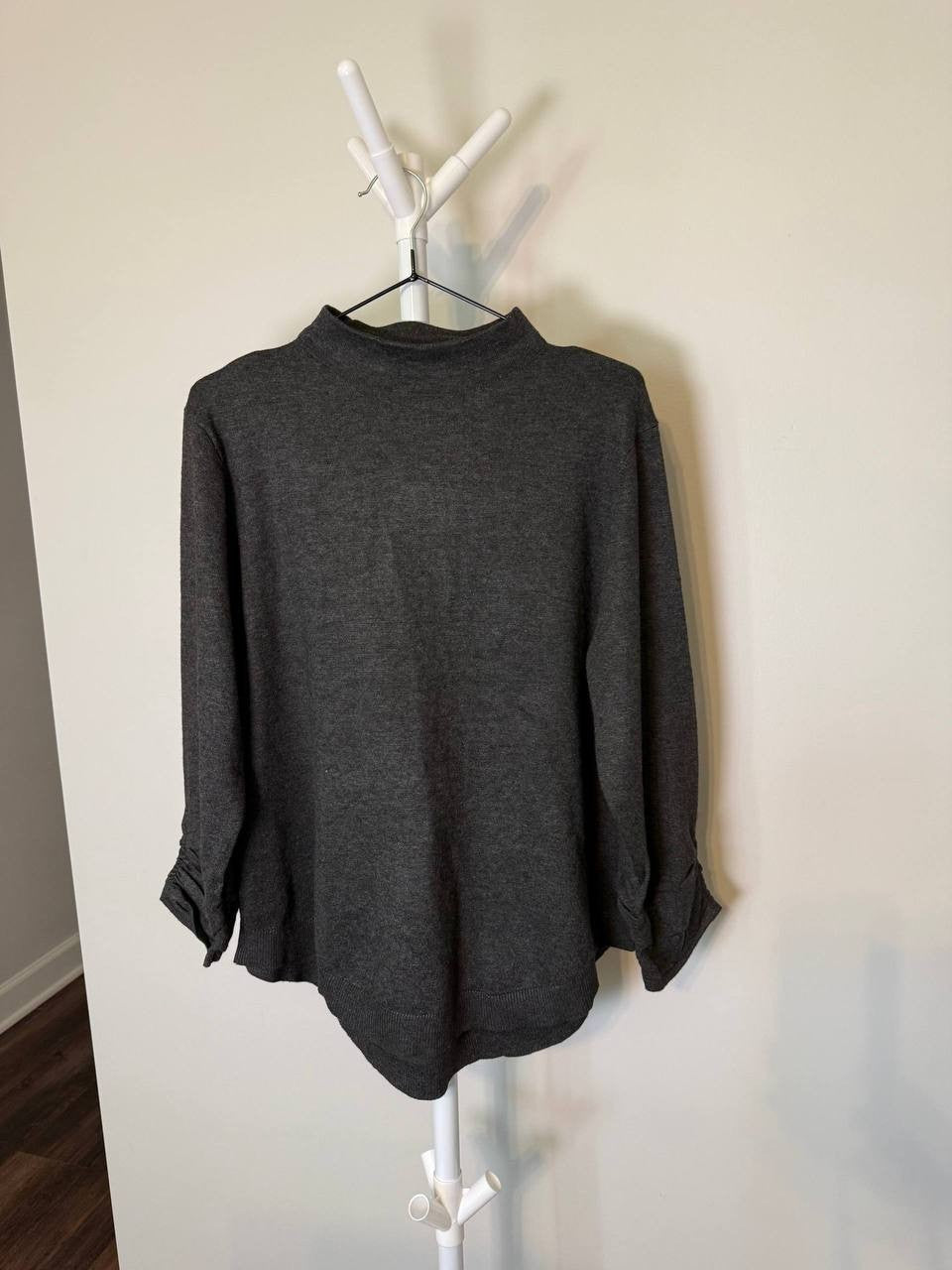 Melissa Paige Ruched‑Sleeve Funnel‑Neck Sweater – Size XL – NWT – $46