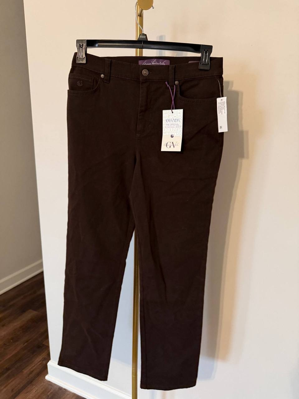 Gloria Vanderbilt Amanda Straight‑Leg Jeans Coffee Roast 10P NWT Classic MSRP$52