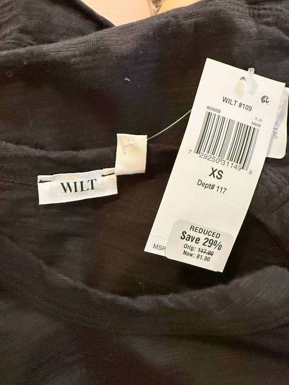 Wilt Boxy Mixed Media Hem Tee – Black – XS – NWT – $117