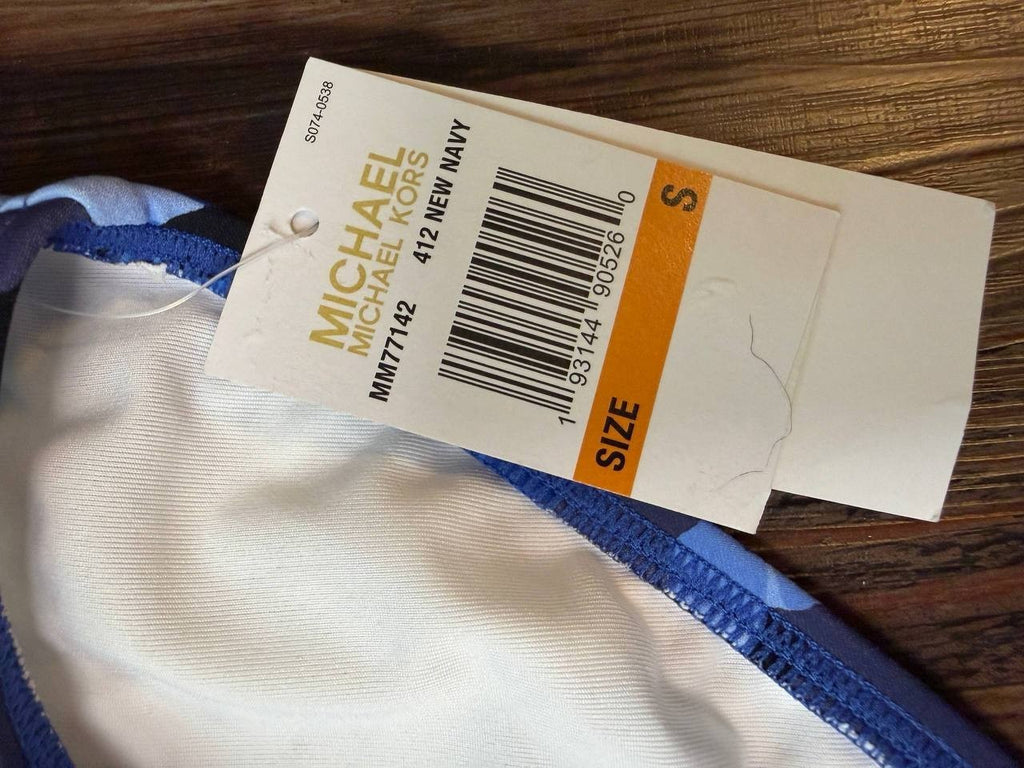 Michael Michael Kors Classic Bikini Bottom Camo Garden New Navy S NWT $58