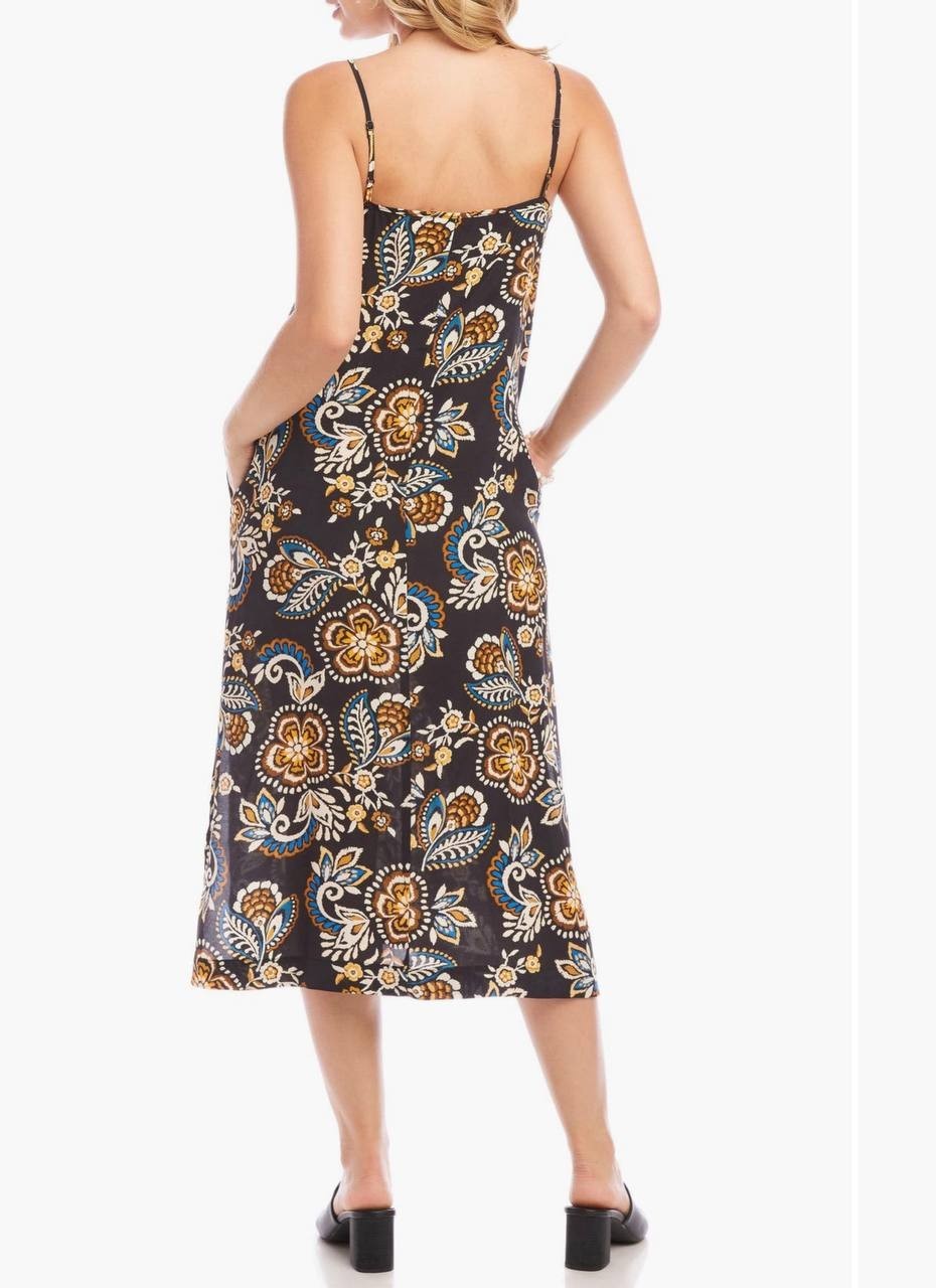 Karen Kane Floral Sleeveless Crepe Midi Dress Multicolor S NWT $148