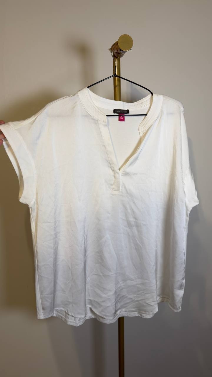 Vince Camuto V-Neck Cap-Sleeve Top White XL NWOT $59