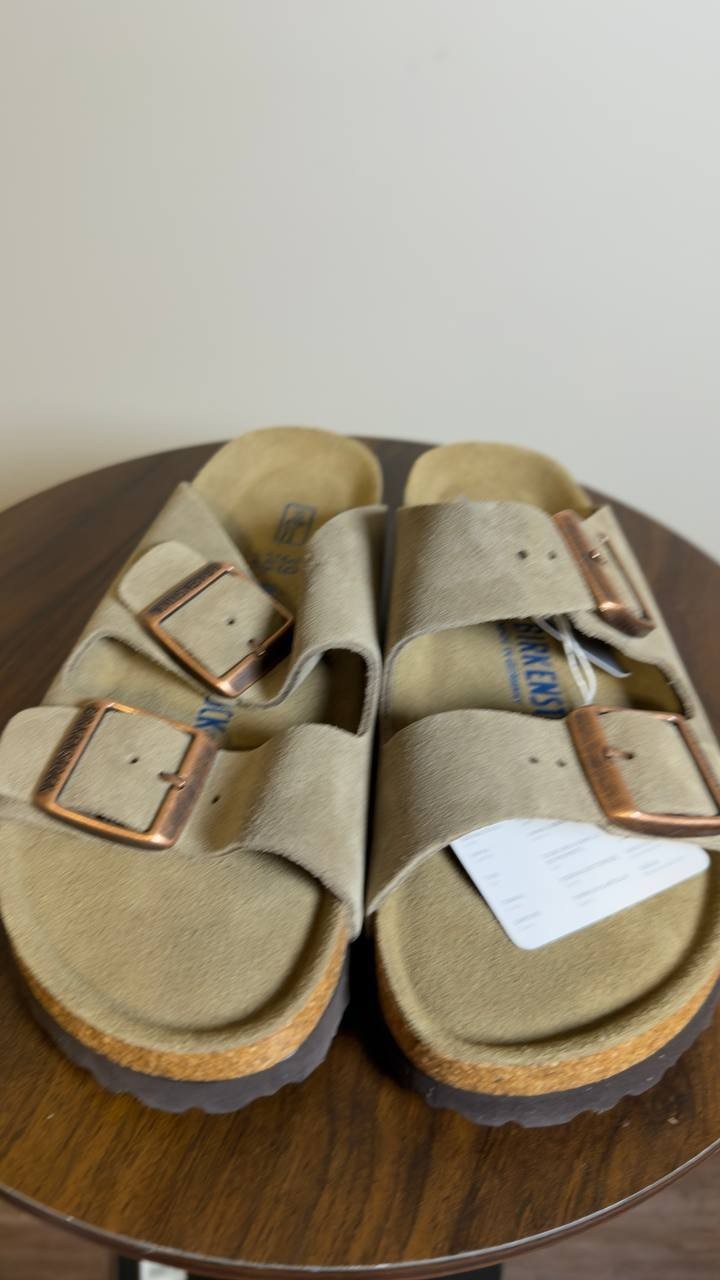 Birkenstock  Taupe  Slide  Sandals  8  New  With  Box   $155