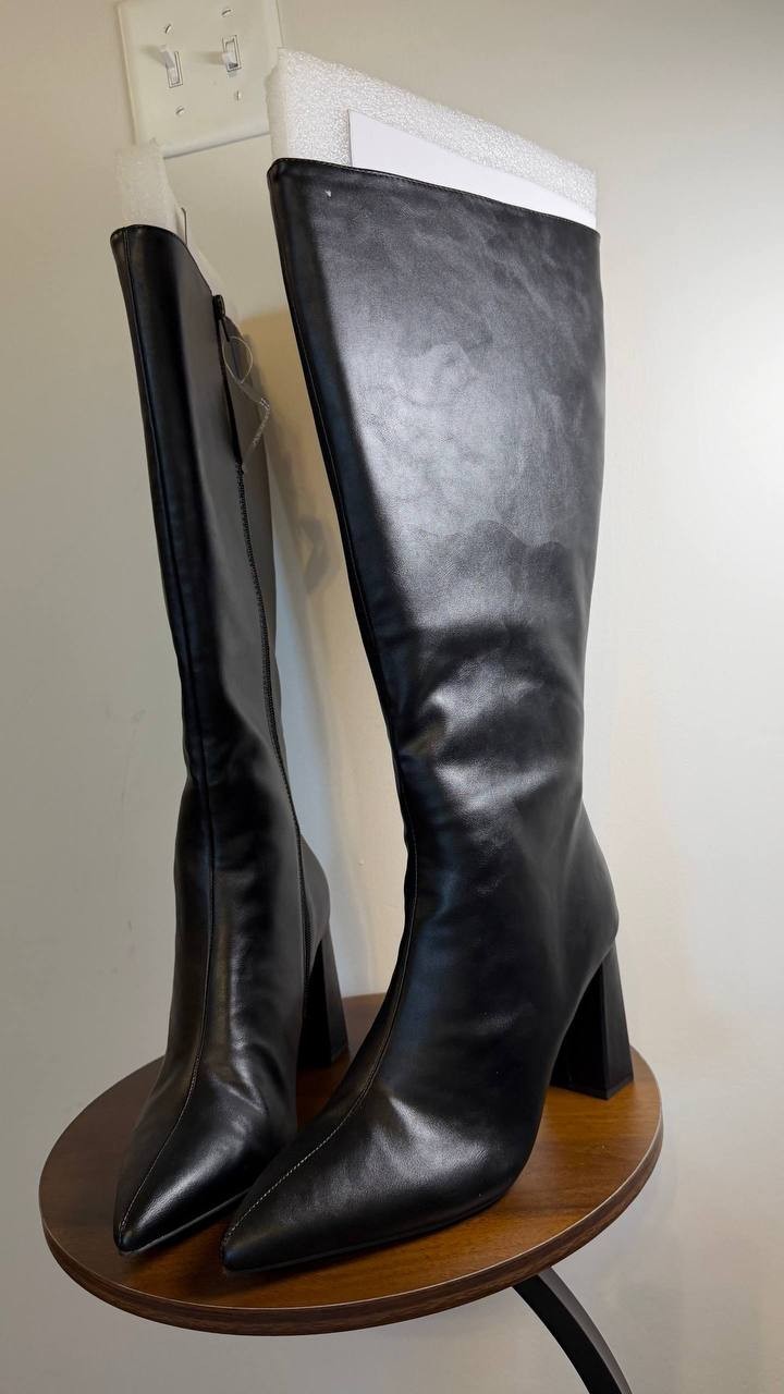 Wild Pair Islah Boots 9.5M Black Man‑Made Knee‑High Pointed Toe NIB msrp$99.90