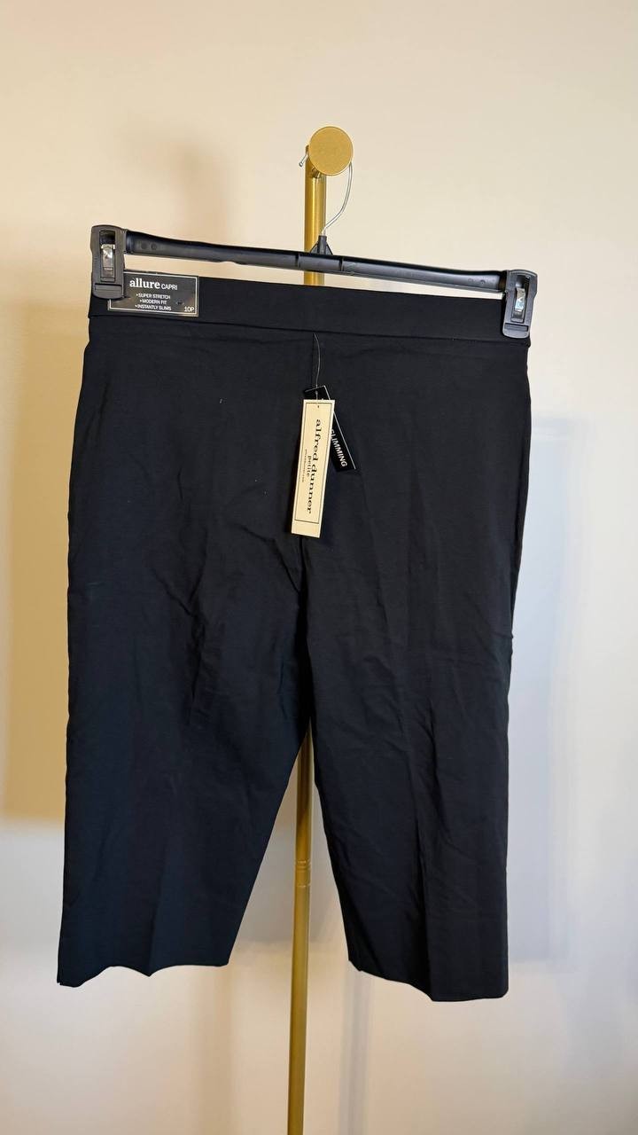 Alfred Dunner Women’s Petite Classic Allure Stretch Clamdigger Pants Black 10P $