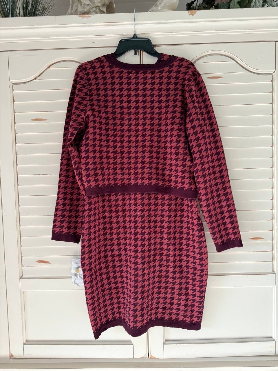 Taylor Red Houndstooth Jacket & Dress Set – Size XL – NWT – Scoop Neck Sleeveles