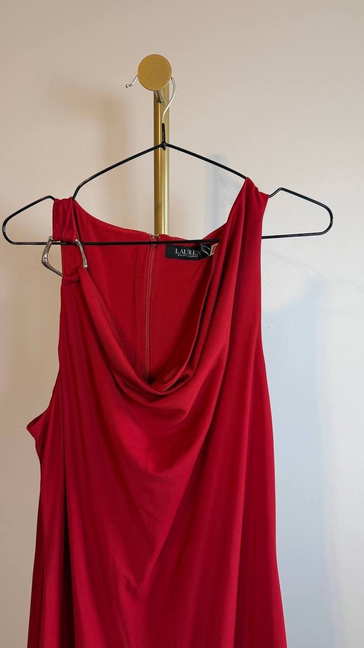 Lauren Ralph Lauren Ring-Trim Cowlneck Gown Red 1st 16 NWT $245