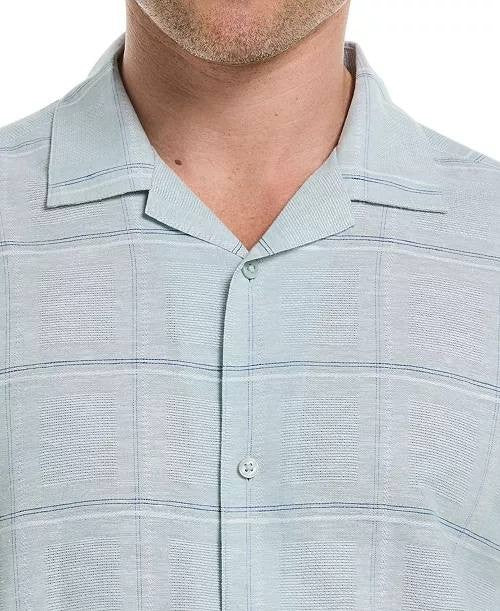 Cubavera Men’s Classic‑Fit Windowpane Linen Blend Camp Shirt S/CH $80 NWT