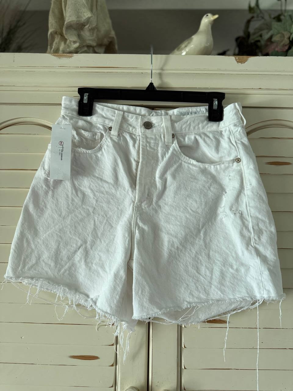 AG Adriano Goldschmied Clove Short – White Destructed Denim, Size 26 NWT