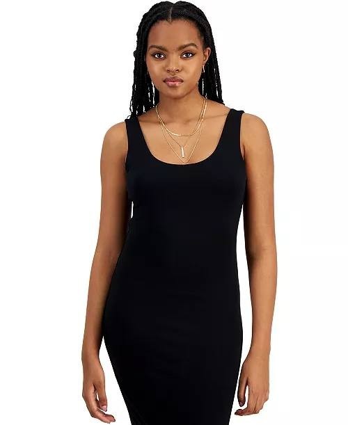 Bar III Dress PP Black Petite Sleeveless Bodycon Midi Scoop Neck Pullover NWT