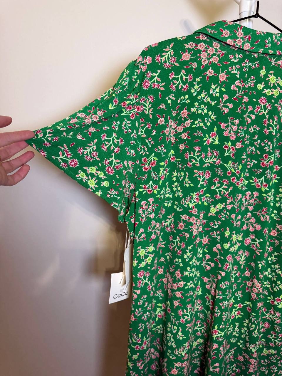 CeCe Short‑Sleeve Printed Knit Polo Dress – Size XL – NWT – $89