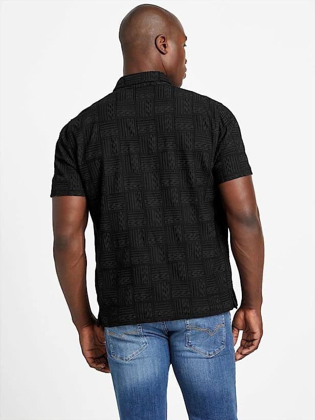 Guess Men’s Idris Embroidered Shirt Black S $79 NWT