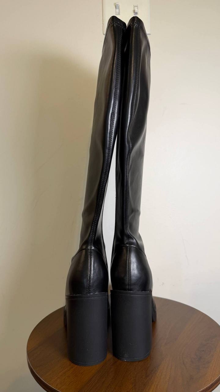 Madden Girl Dreammerr Stretch Knee‑High Block Heel Boots Black 9.5 NWB $99