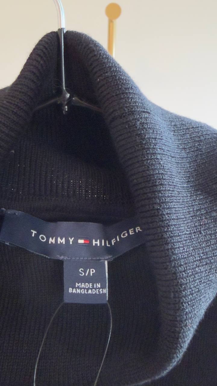 Tommy Hilfiger Cotton Lightweight Turtleneck Long Sleeve Top Black S/P NWT $69