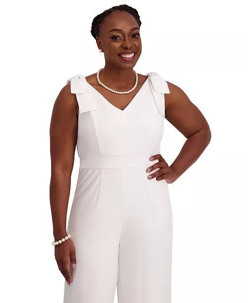 Kasper V‑Neck Bow‑Strap Jumpsuit – Size XL – NWT – $119