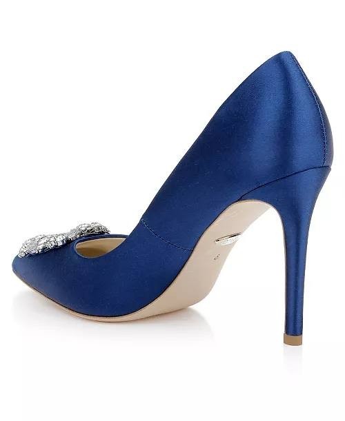 Badgley Mischka Blue Satin Evening Pumps 6M Pre‑Owned w/o Box MSRP $235