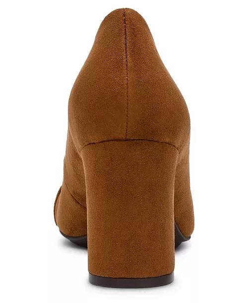 Anne Klein Bentley Pumps 7.5M Cognac Pointed Toe Buckle Block Heel NIB msrp$89